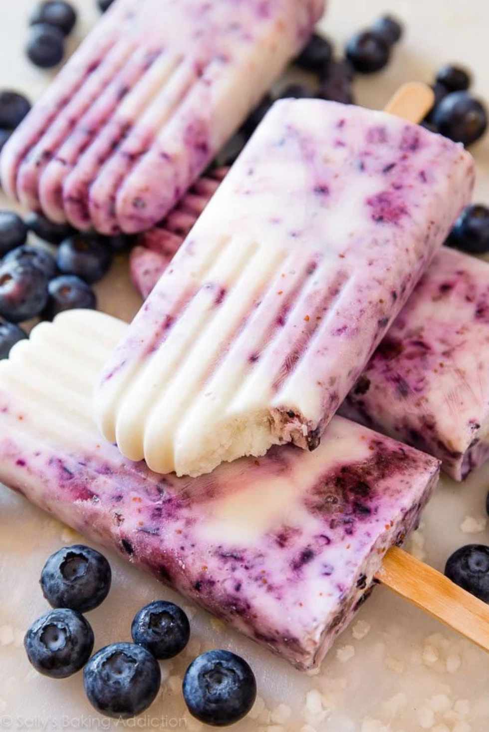 Blueberry Yogurt Swirl Popsicles-Cheap and Healthy Snack Recipes